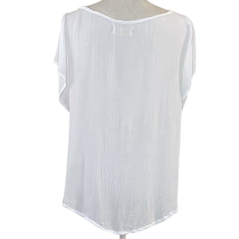 Hollister White Ruffle Sleeve Eyelet Flared Top Sz S
