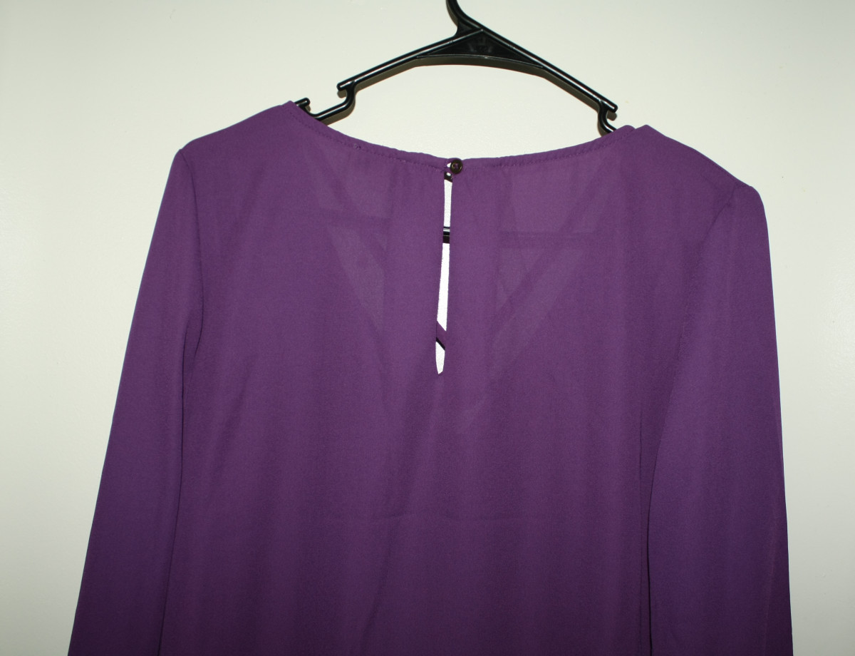 Lily White Women Purple Blouse Long Sleeve V-Neck Size XL Polyester NEW