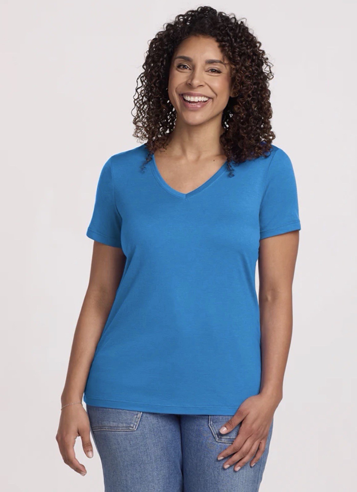 Woolx Junie Blue Merino Blend Short Sleeve V-Neck Women’s Size Small