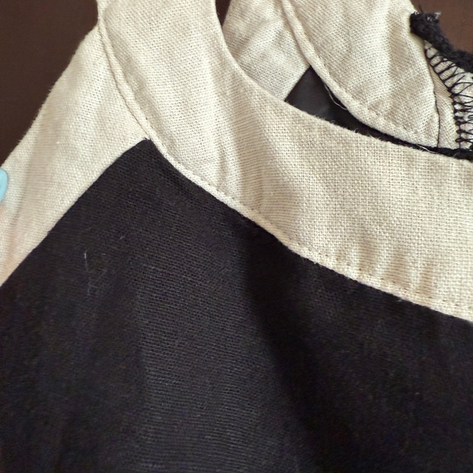 7 FOR ALL MANKIND | Black and White Linen Blend Scoop Neck Crop Top | Medium