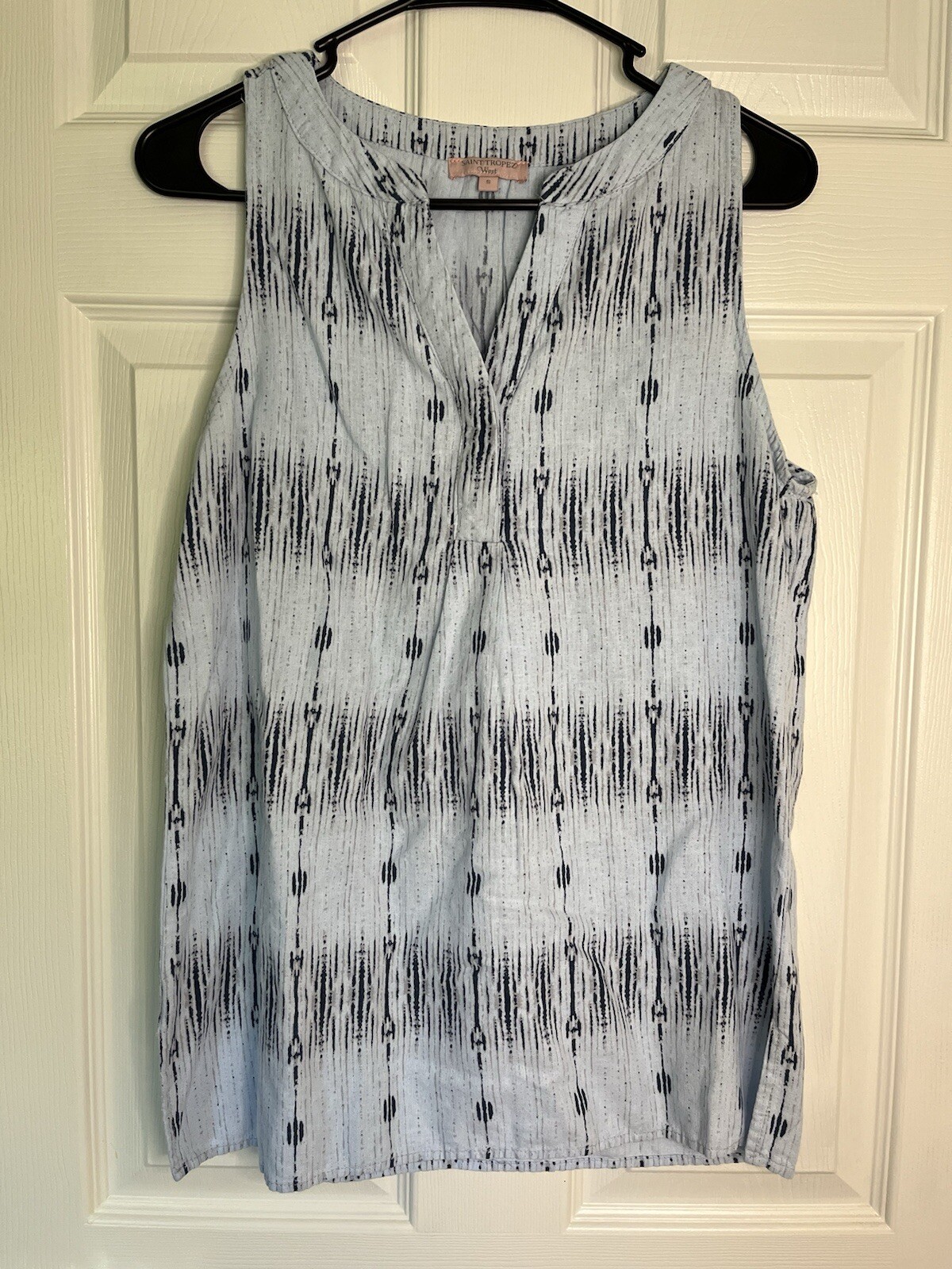 St Tropez West Blue Patterned Tunic tank top Women Size Small