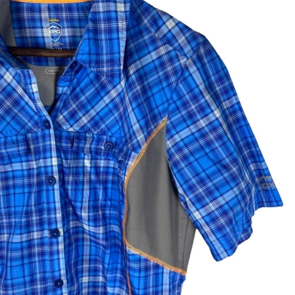 Cabelas XPG Womens M Plaid Button Front Shirt Cooling Hiking Outdoor Gorpcore
