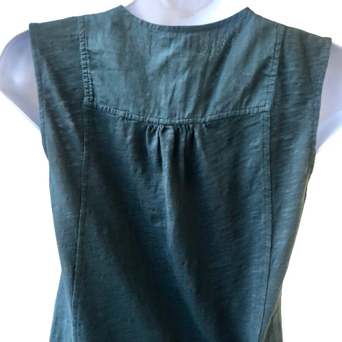 GENERRA Sleeveless Top Button Detail Green Rolled Hem Womens Size Small