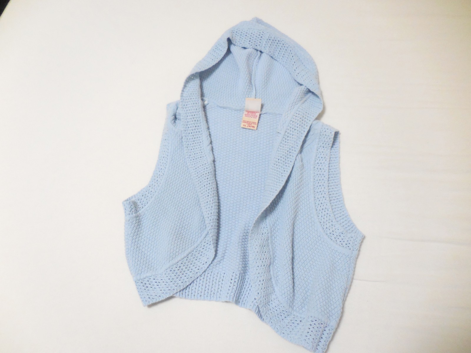 Size XL, Baby Blue Sleeveless Relaxed Fit Knit Vest w/ Hood