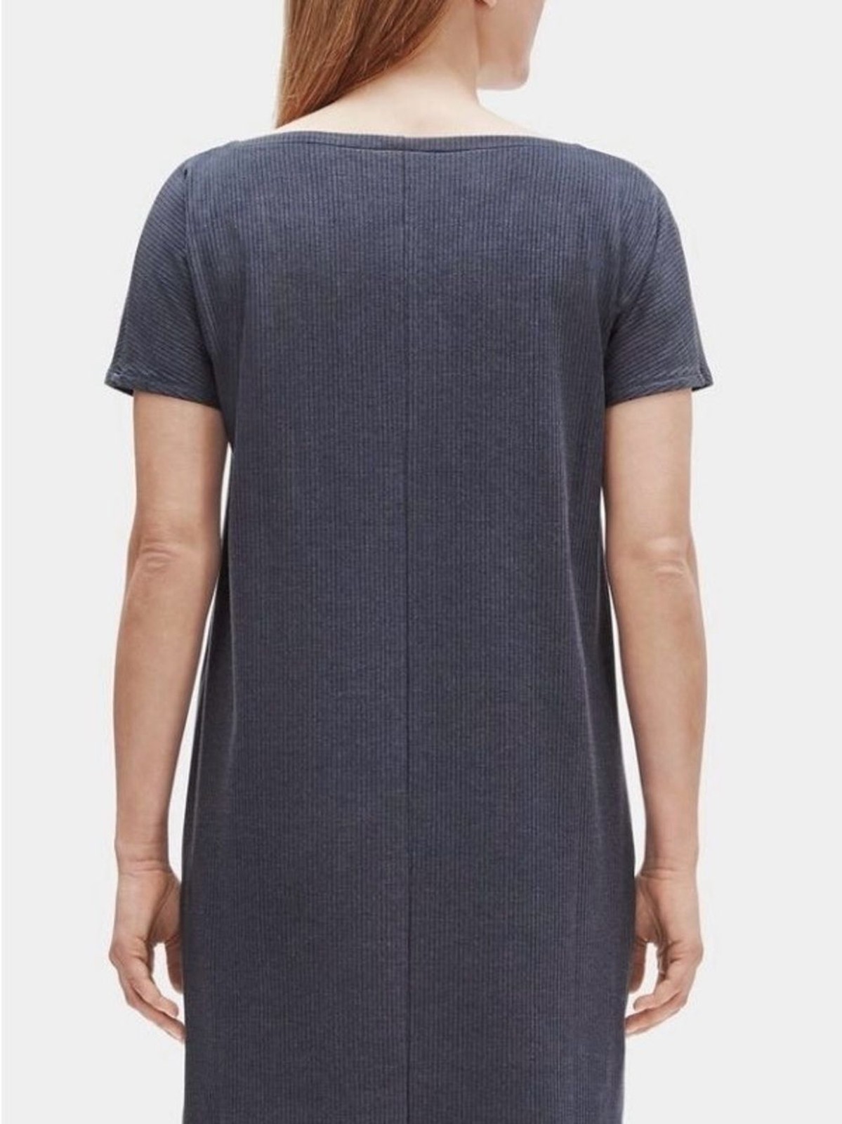 Eileen Fisher Gray Ribbed Lyocell Blend High Low Tunic Dress S/P