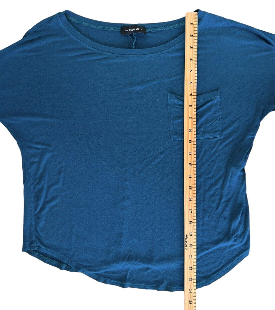 Hourglass Lilly Women’s Soft Rayon Top 3/4 Sleeve Boat Neck Size M Dark Teal