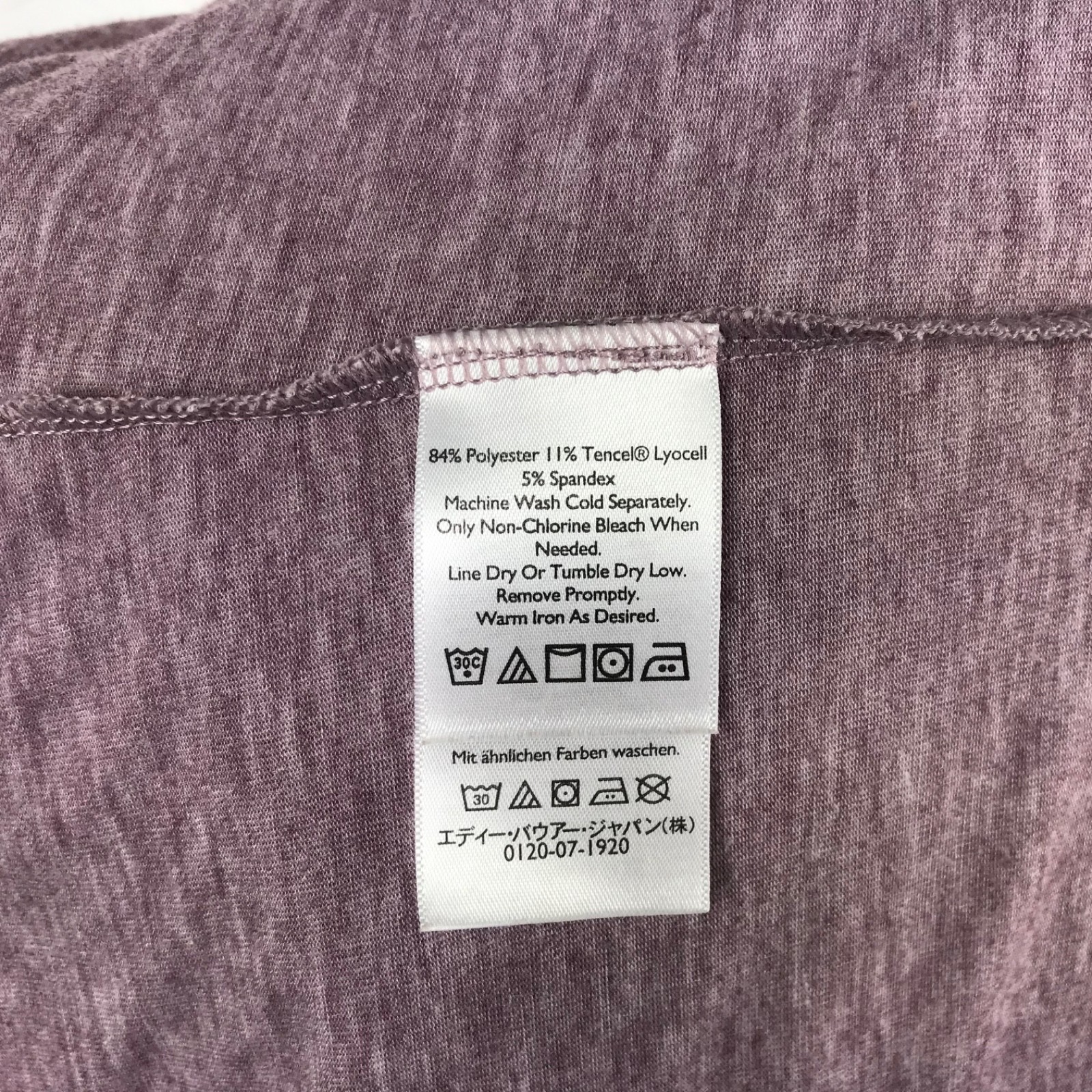 Eddie Bauer Womens Henley Top Shirt Size XL Lavender Roll Tab Knit V Neck
