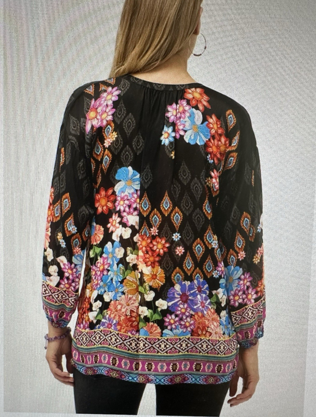 Johnny Was Margot Blouse Gerbera Floral Tunic Top Tassels S NWT $280