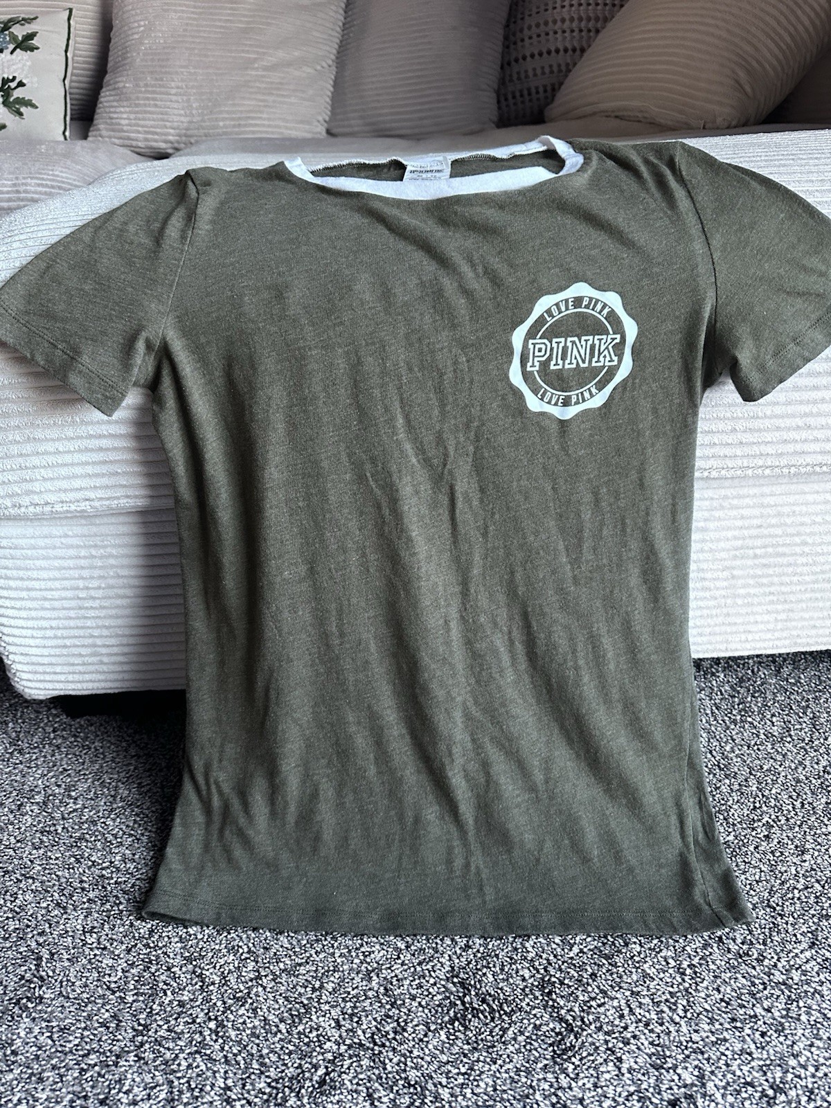 PINK Victoria’s Secret Green Logo Crew Neck Short Sleeve T-Shirt Women’s XS