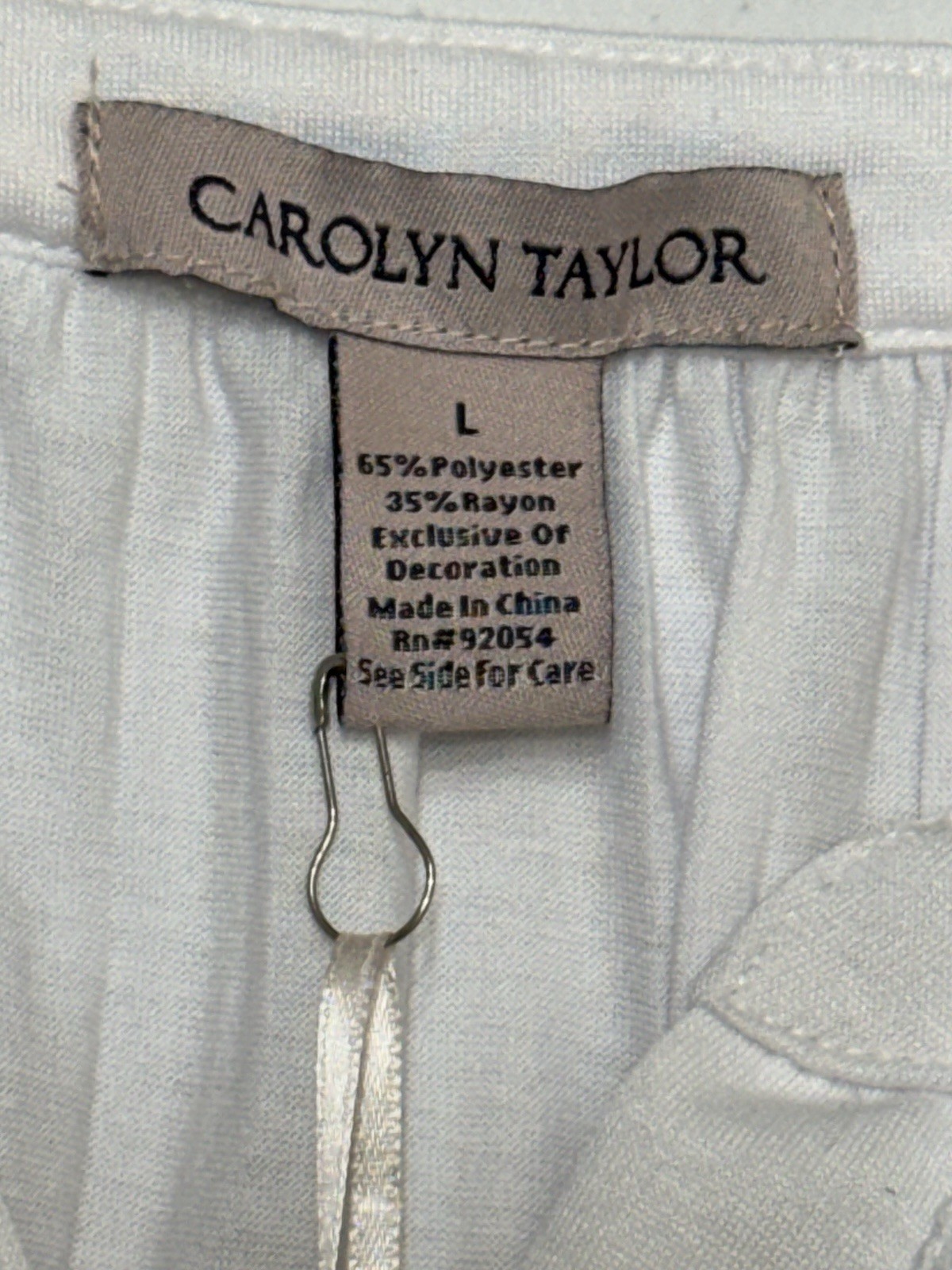 Carolyn Taylor Women’s White Sleeveless Button Up Soft Round Neck T-Shirt L