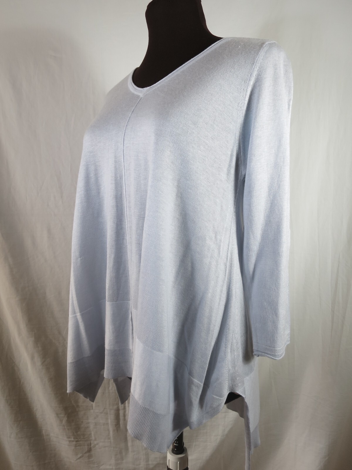 Zoe Couture Silk V Neck Pull Over Sweaters Blue Pale Gray 3/4 Sleeve Lot of 2 S