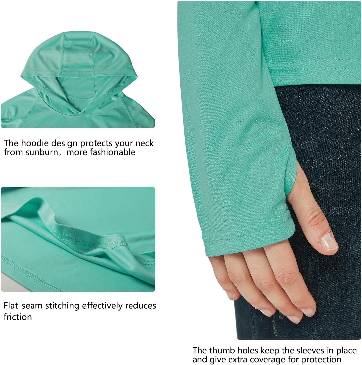 Women’s UPF 50+ Sun Protection Hoodie – Long Sleeve Hiking Fishing Outdoor Shirt