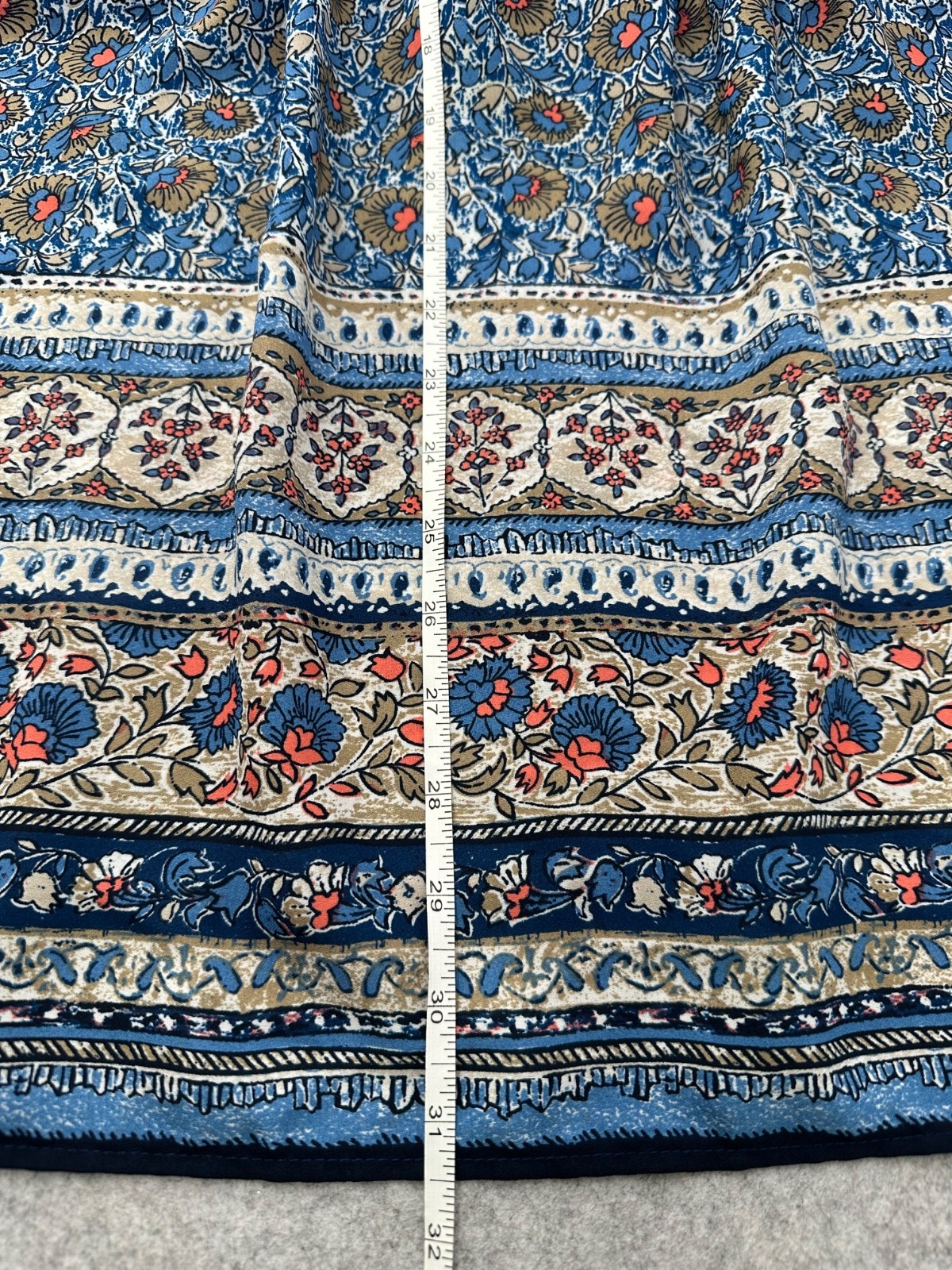 Westport 1962 Peasant Tunic Top Blue Floral Beaded V-Neck 3/4 Sleeves Women’s 3X