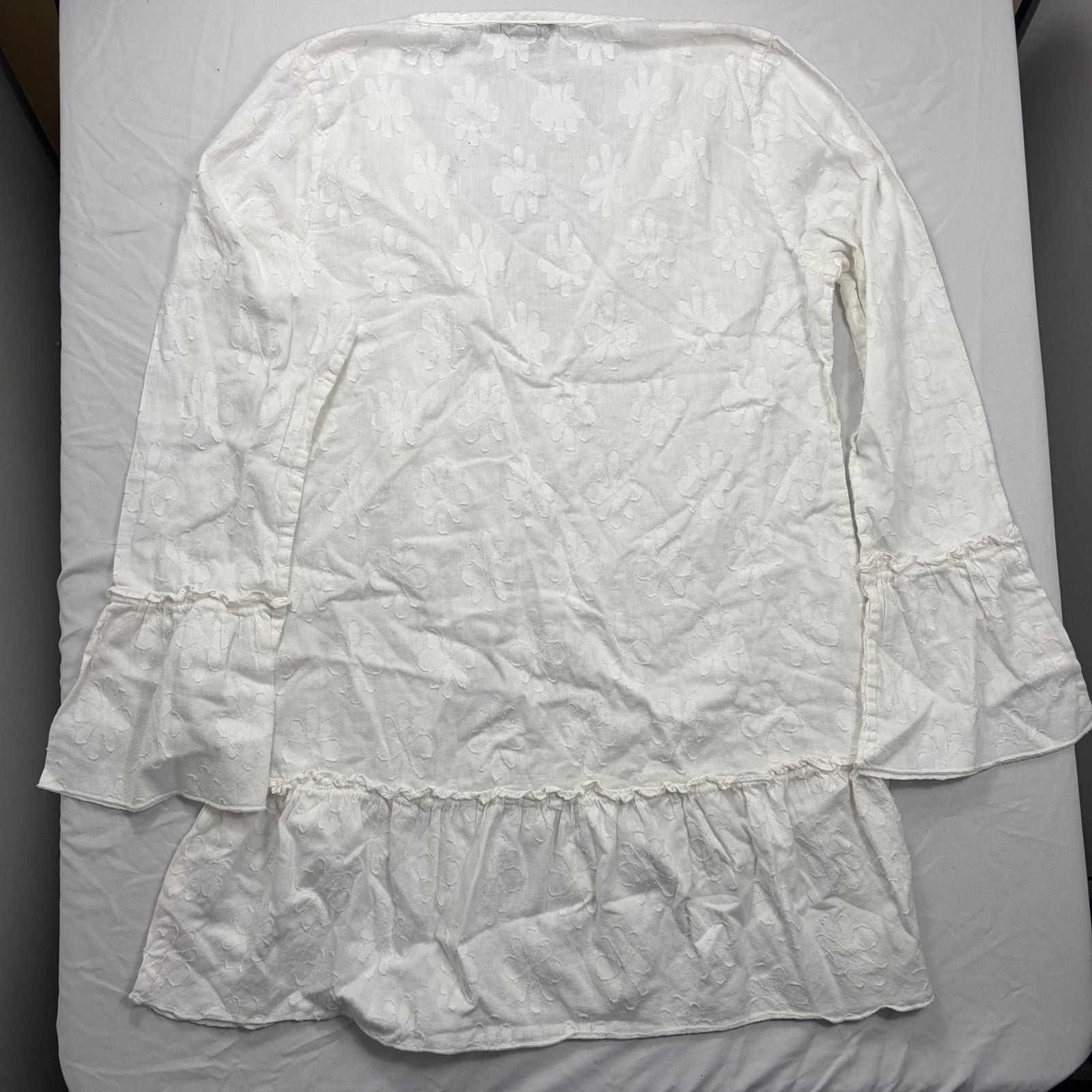 Island Vintage Cartegena Cover-Up White Floral Embroidered Size S