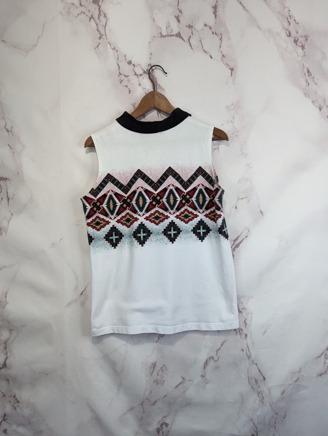 Vintage Top Women Large Tank Southwest Sleeveless Shirt 90s Polo Aztec