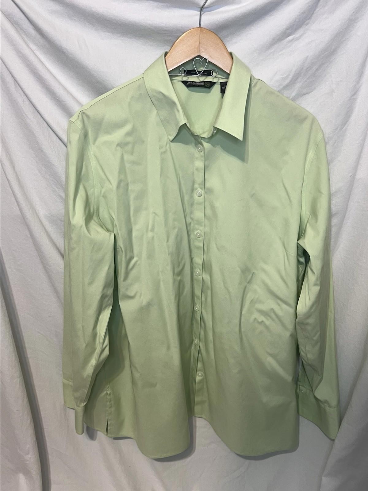 Eddie Bauer Wrinkle Resistant Cotton Green Button Up Work Travel Shirt XXL