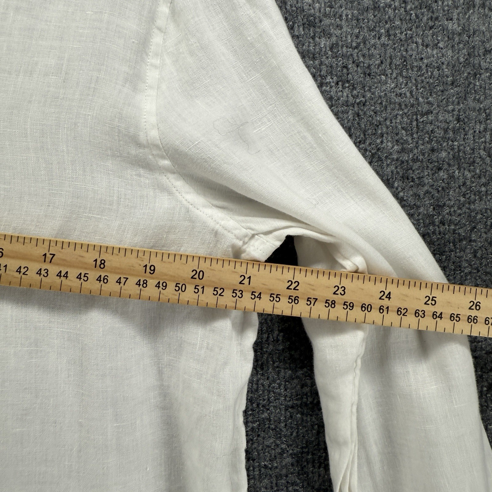 J Jill Blouse Top Womens S 100% Linen White Button Up Coastal Resort Minimalist