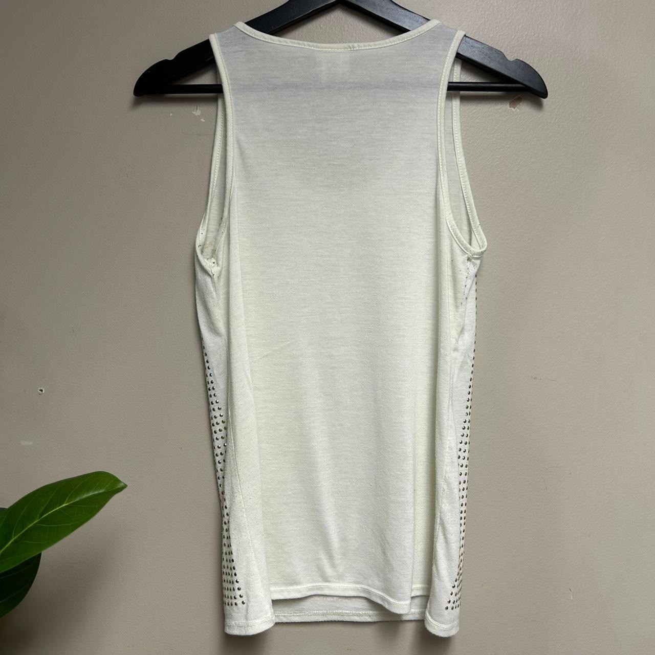Daytrip Womens Cream Studded Tank Top Y2K Glam Sleeveless Scoop Neck Size S