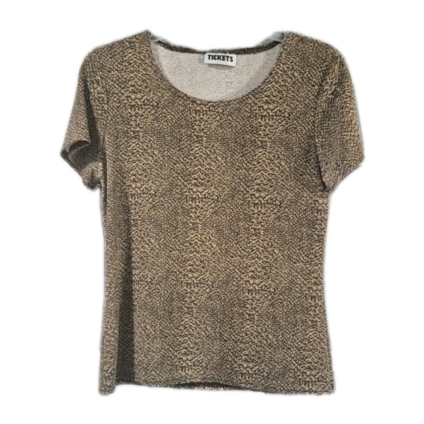 Tickets Sz M Short Sleeve Silky Feel Leopardskin Animal Print Women’s Top
