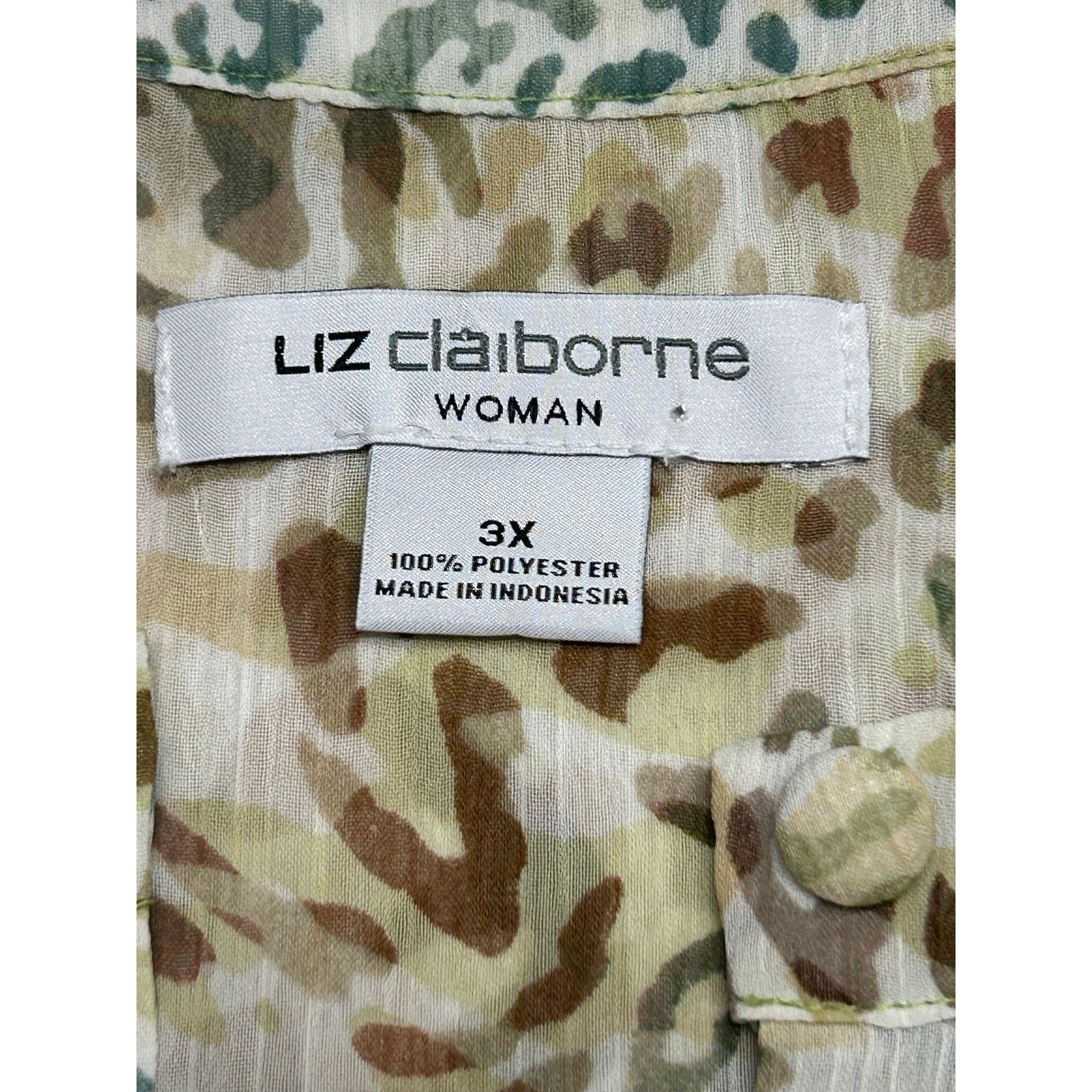 Liz Claiborne Woman 3X Sheer Animal Print Pintuck Tunic Blouse Sleeveless