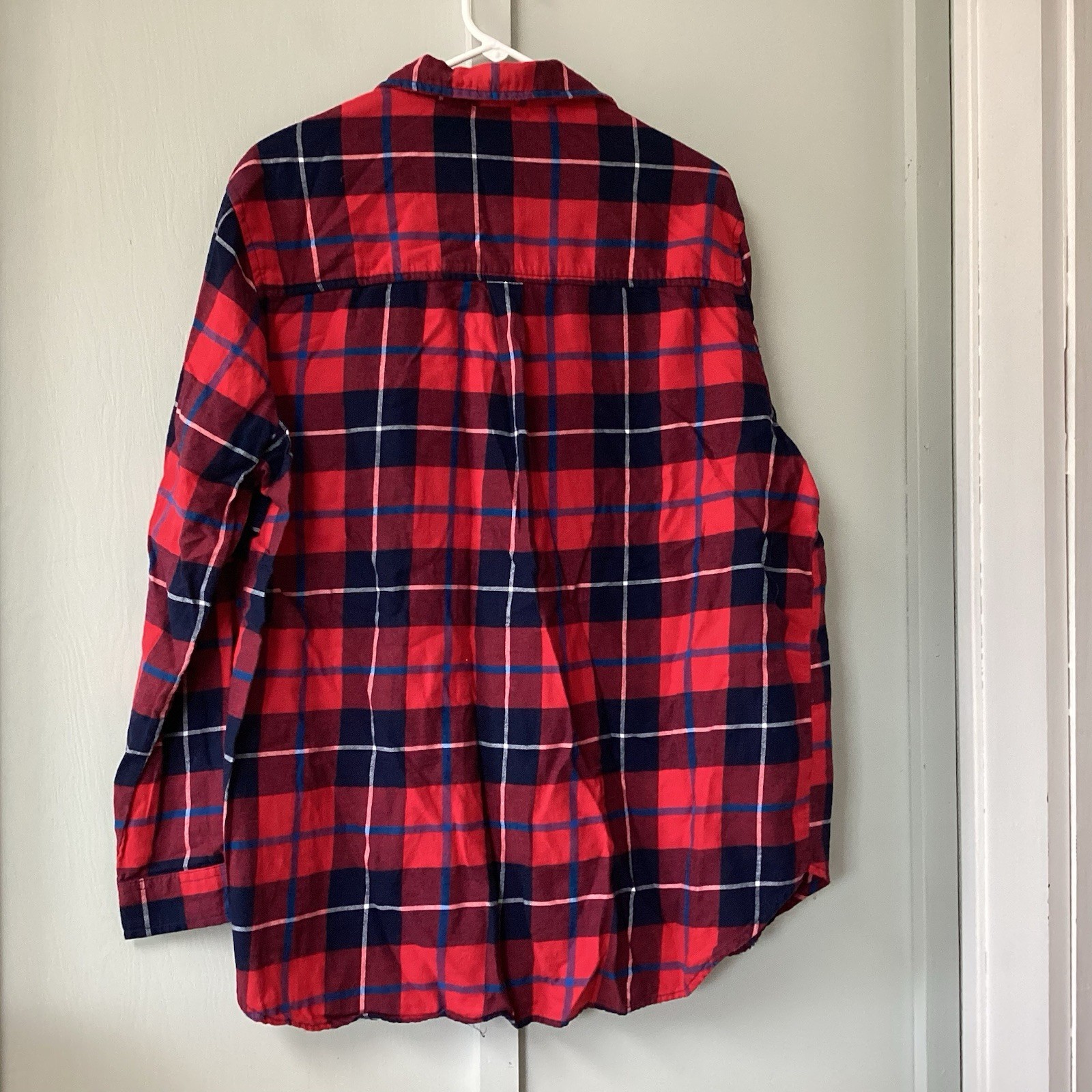 Beach Lunch Lounge Flannel Shirt Womens XL Red Plaid Outdoor Cabin Lounge