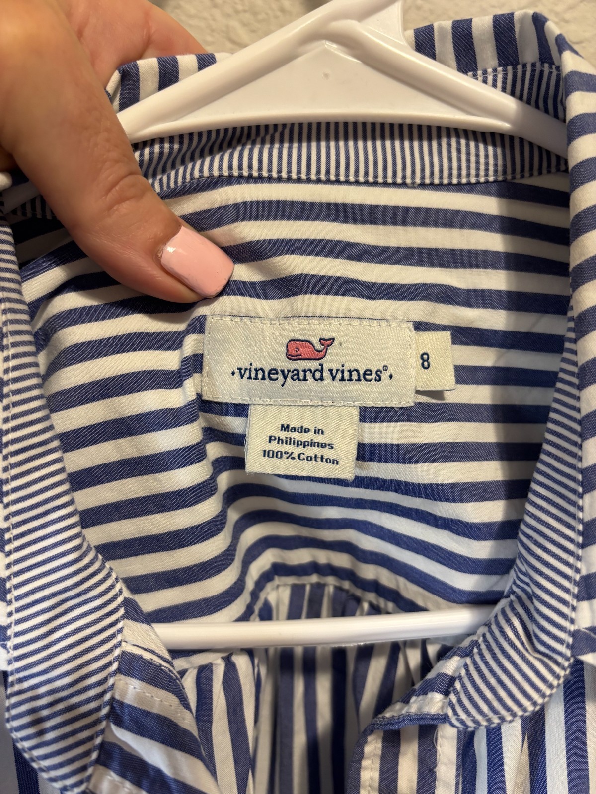 Vinyard Vines Tie Front, Button Down Women’s Top | Blue & White Striped | Classy