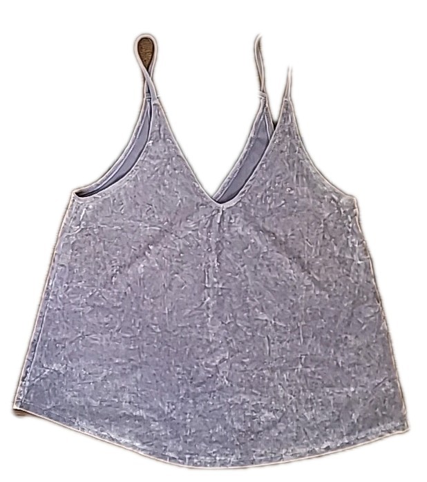 American Eagle Stretch Crushed Velvet Spaghetti Strap Top. Gray. XS