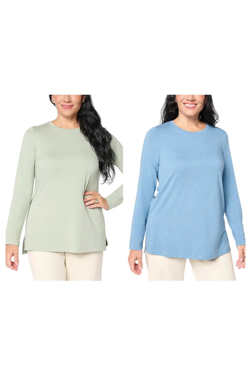 Denim & Co. Women`s 2-pack Essentials Favorite Jersey Tunics Dnm/Alpne
