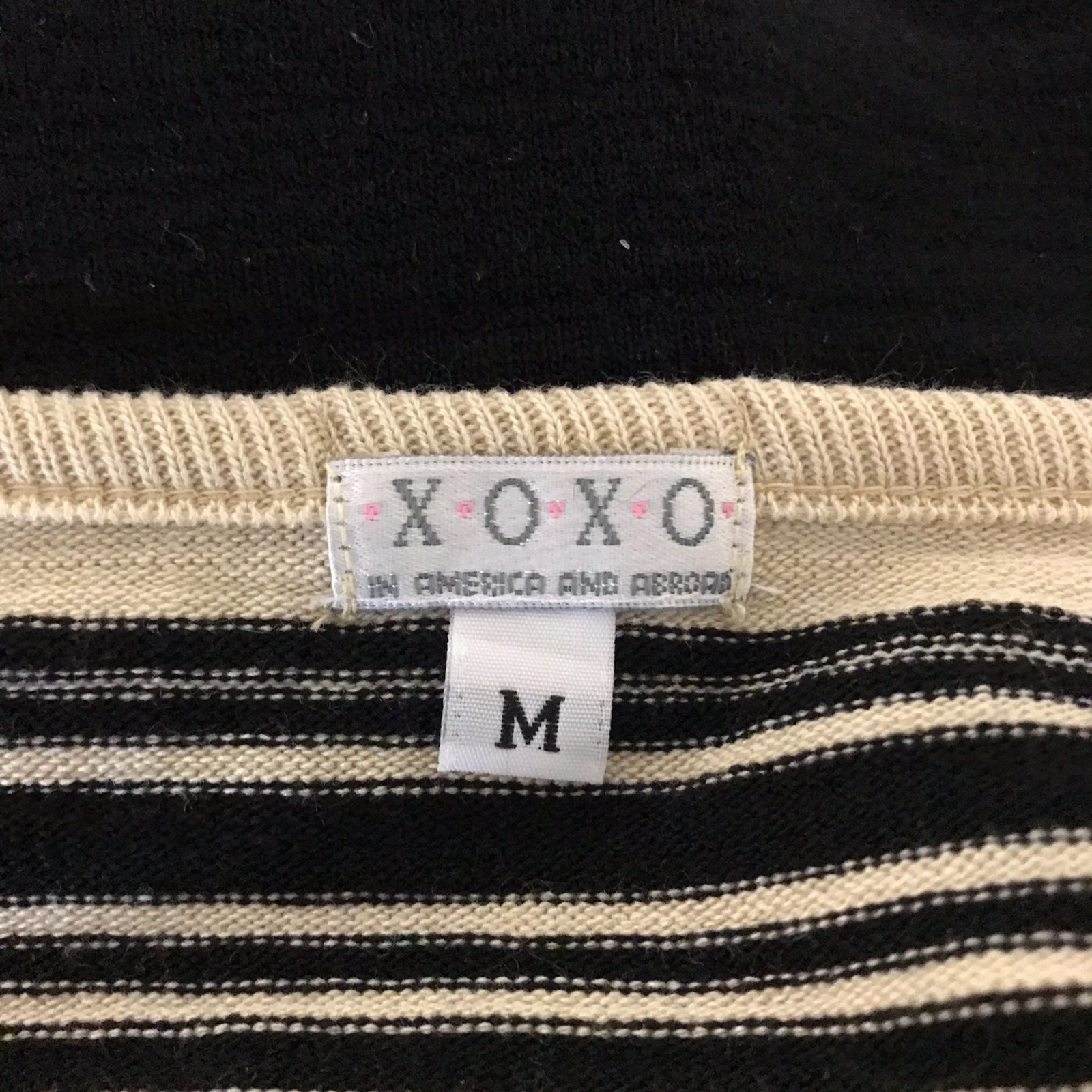 XOXO Womens Black & Tan Sriped Knit Halter Top Size Medium Y2K
