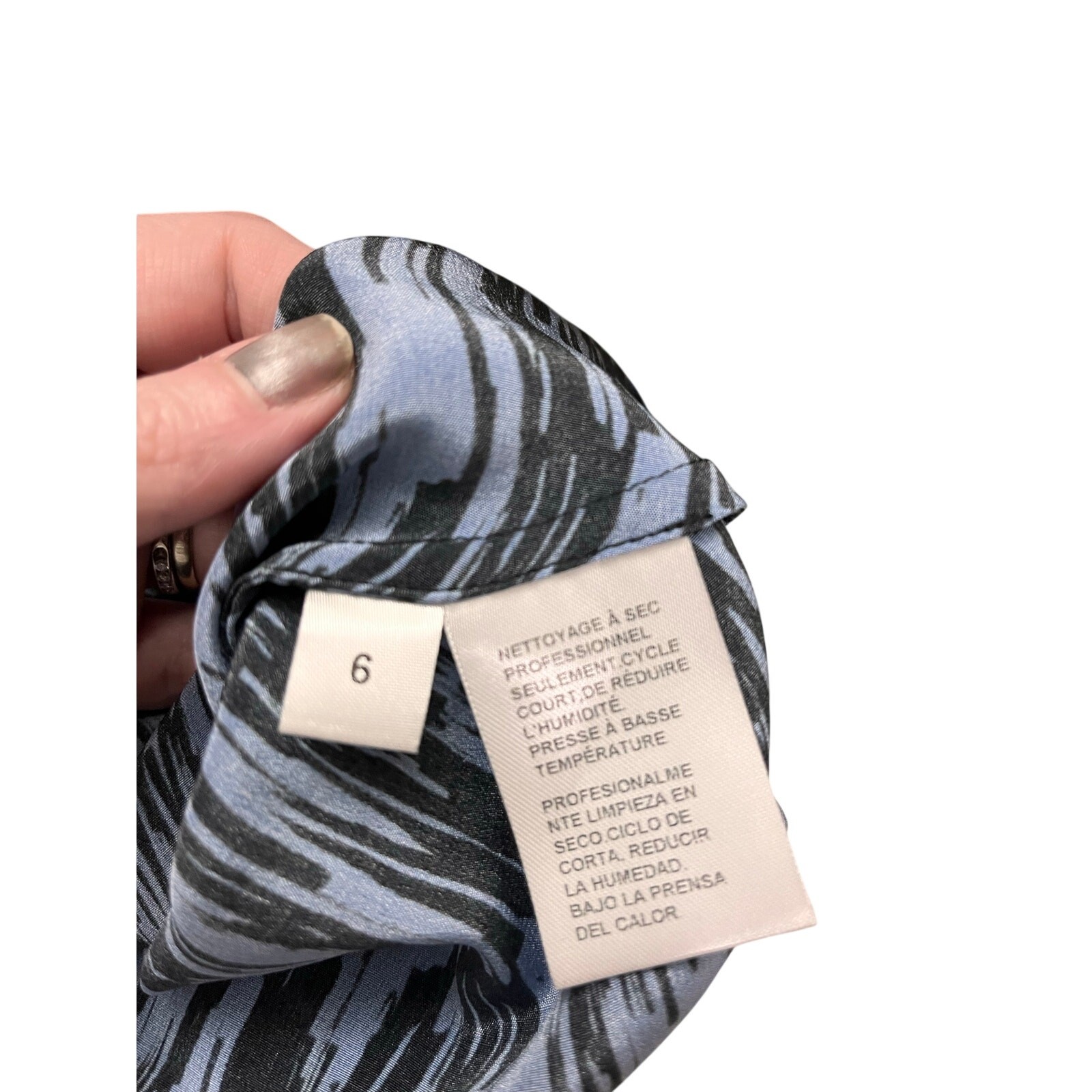 Doncaster Collection Blue and Black Sleeveless 100% Silk Cowl Neck Blouse Size 6