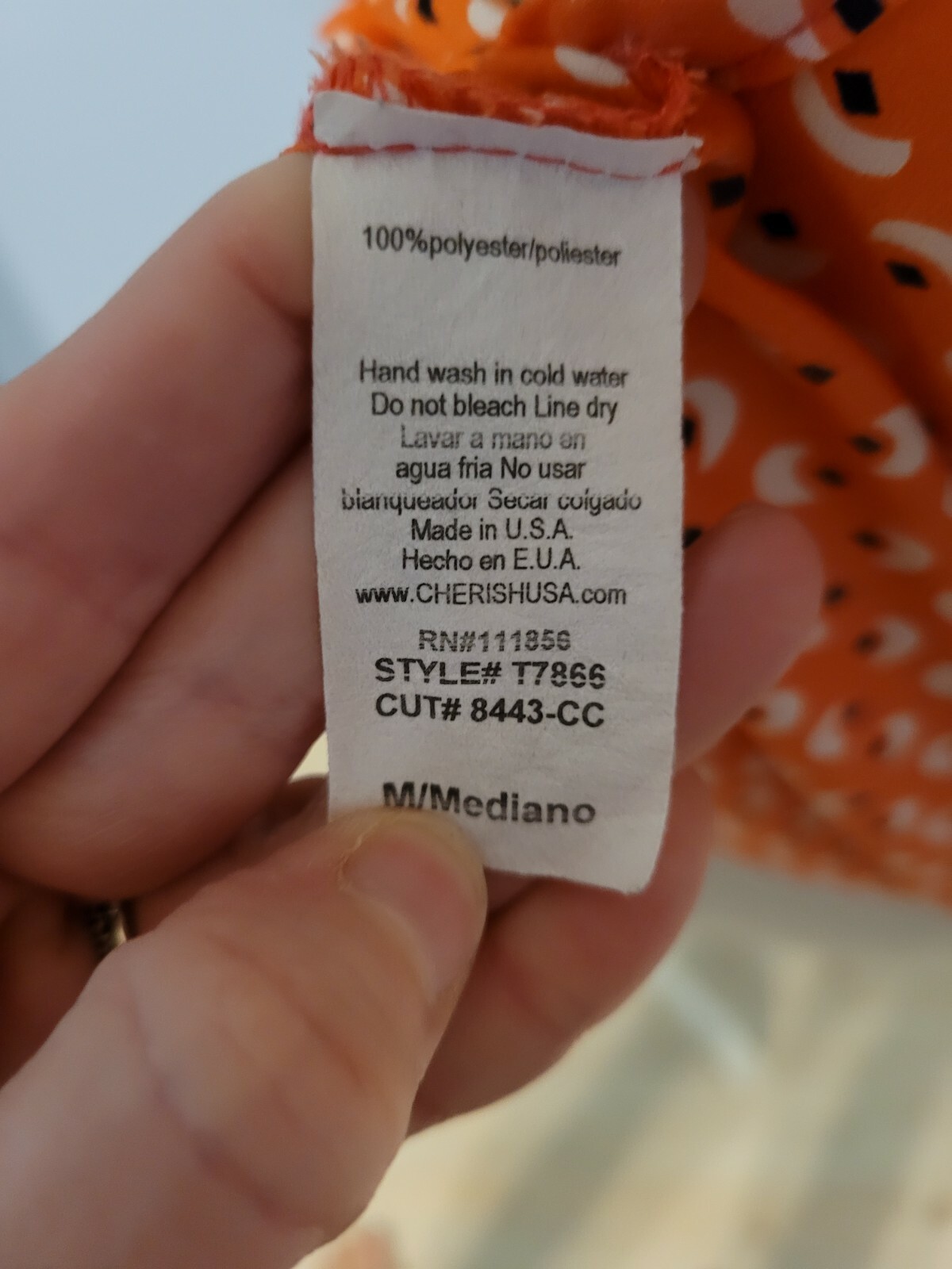 Cherish Size Medium Blouse Womens Orange Sleeveless Round Neck
