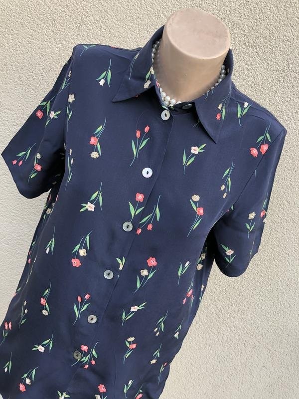 Women Peter Hahn Shirt Navy Silk 36 / S / 44