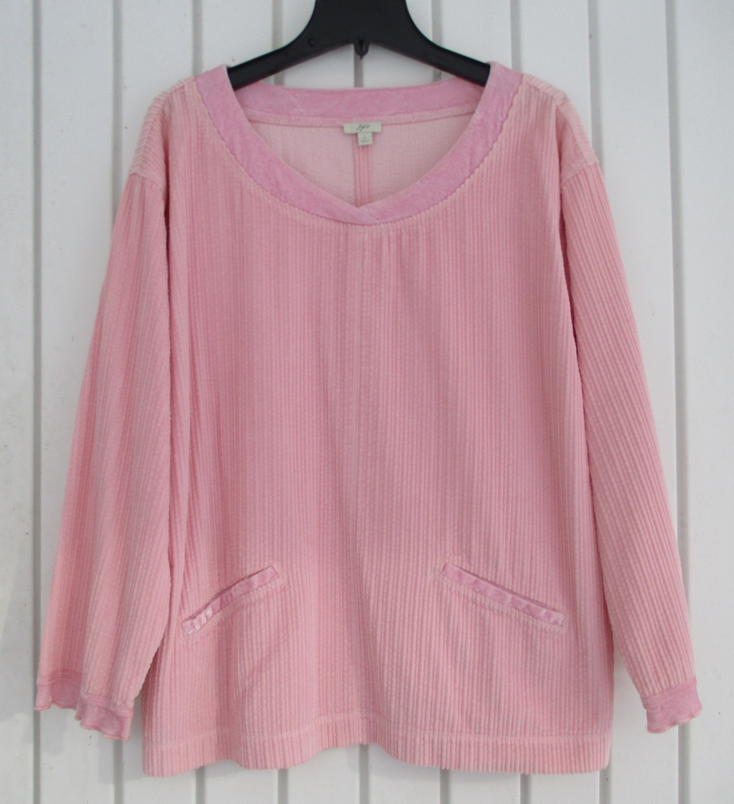 NEW!! J JILL Corduroy Top Sweatshirt Soft Pink Velvet Trim L LARGE $69+ NWOT!