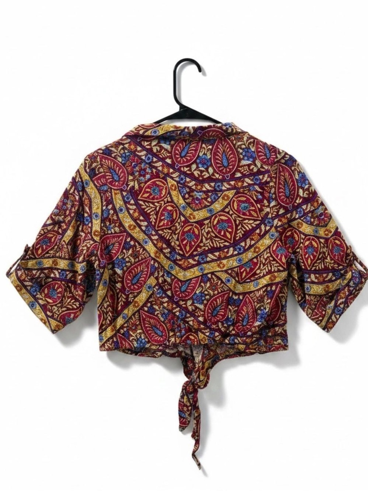 Christian Siriano New York Paisley Print Tie-Front Crop Top Small