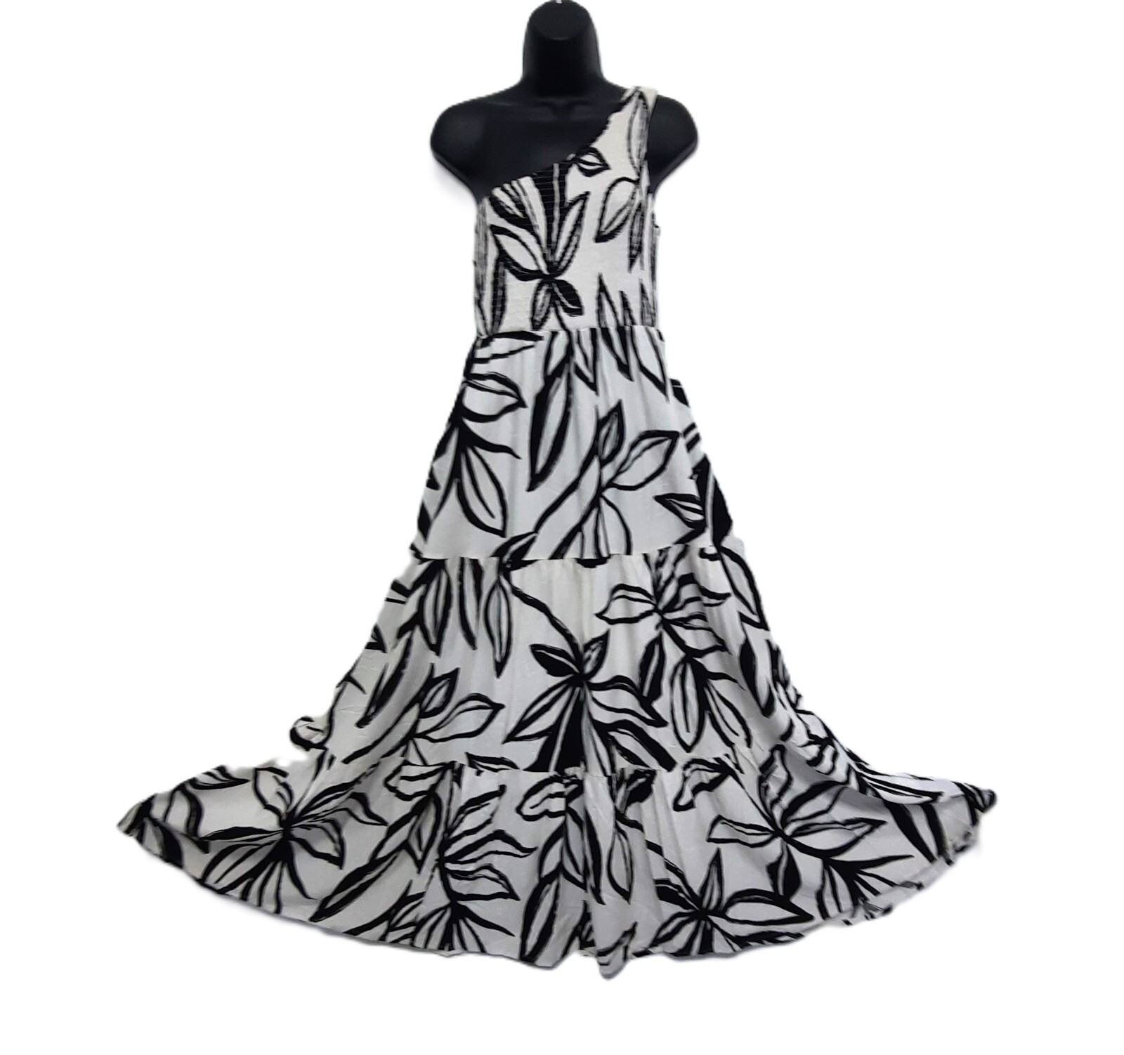 ATL Abel The Label Sz XL black white Australia one shoulder rayon back to school
