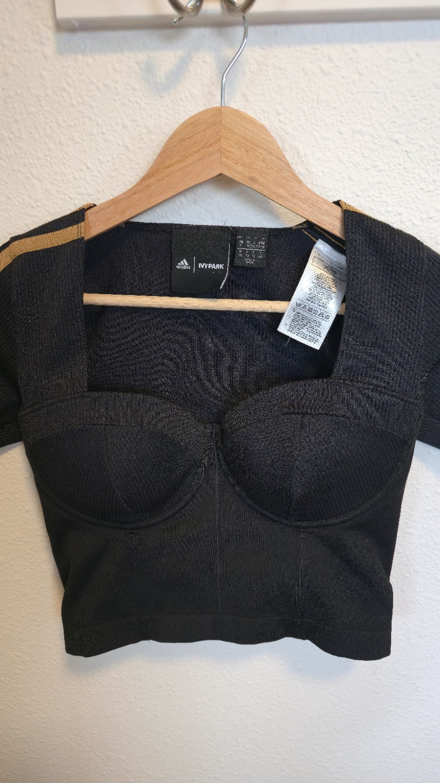 Adidas x IVY PARK Black Structured Knit Bustier Crop Top Women’s M Medium