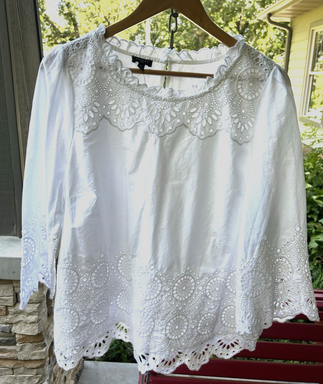 NWT Talbots White Eyelet Coastal Grandma Resortcore 100% Cotton Size XL Petite