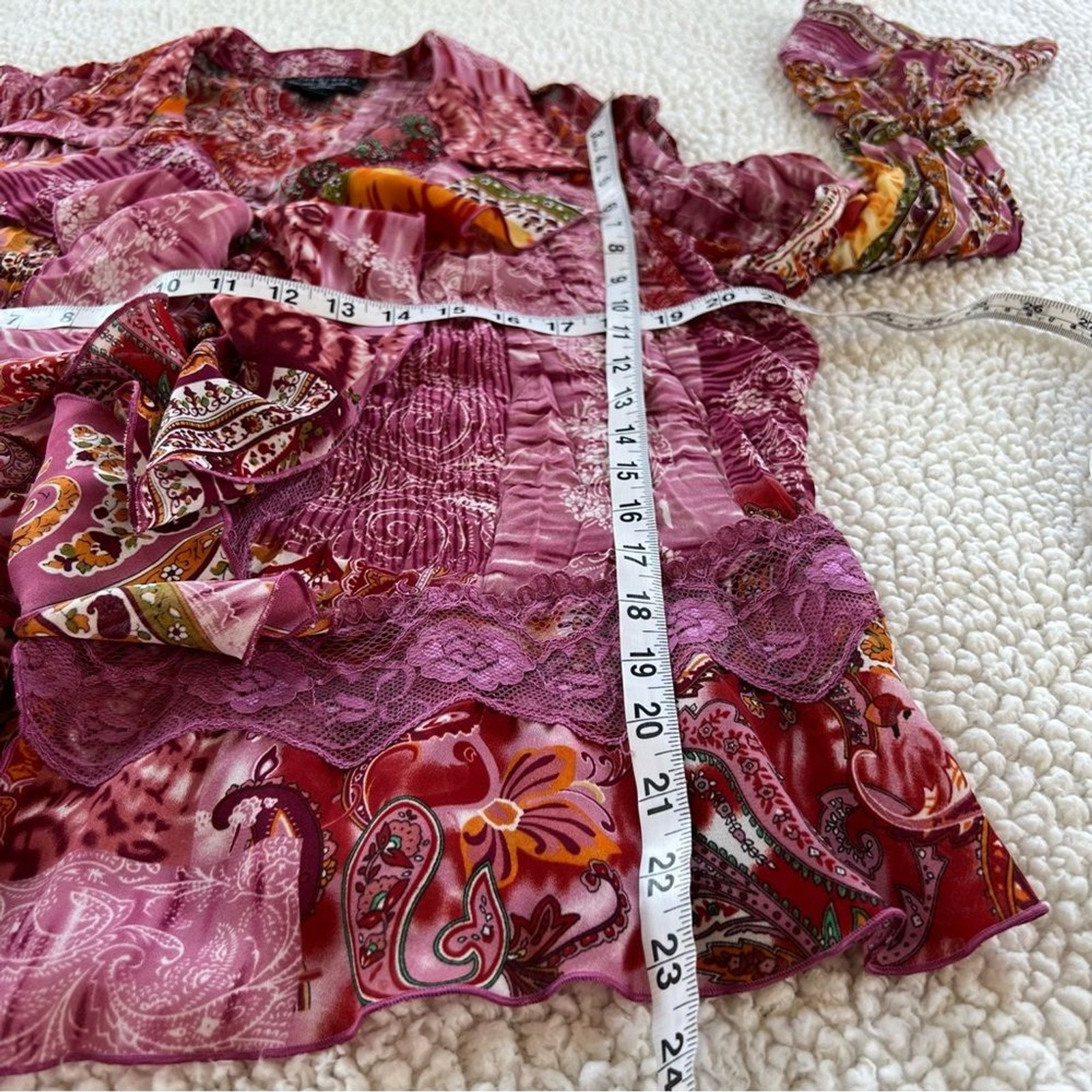 NY City Designs Boho Patchwork Colorful Button Y2K Fairy Whimsy Blouse SZ 2X