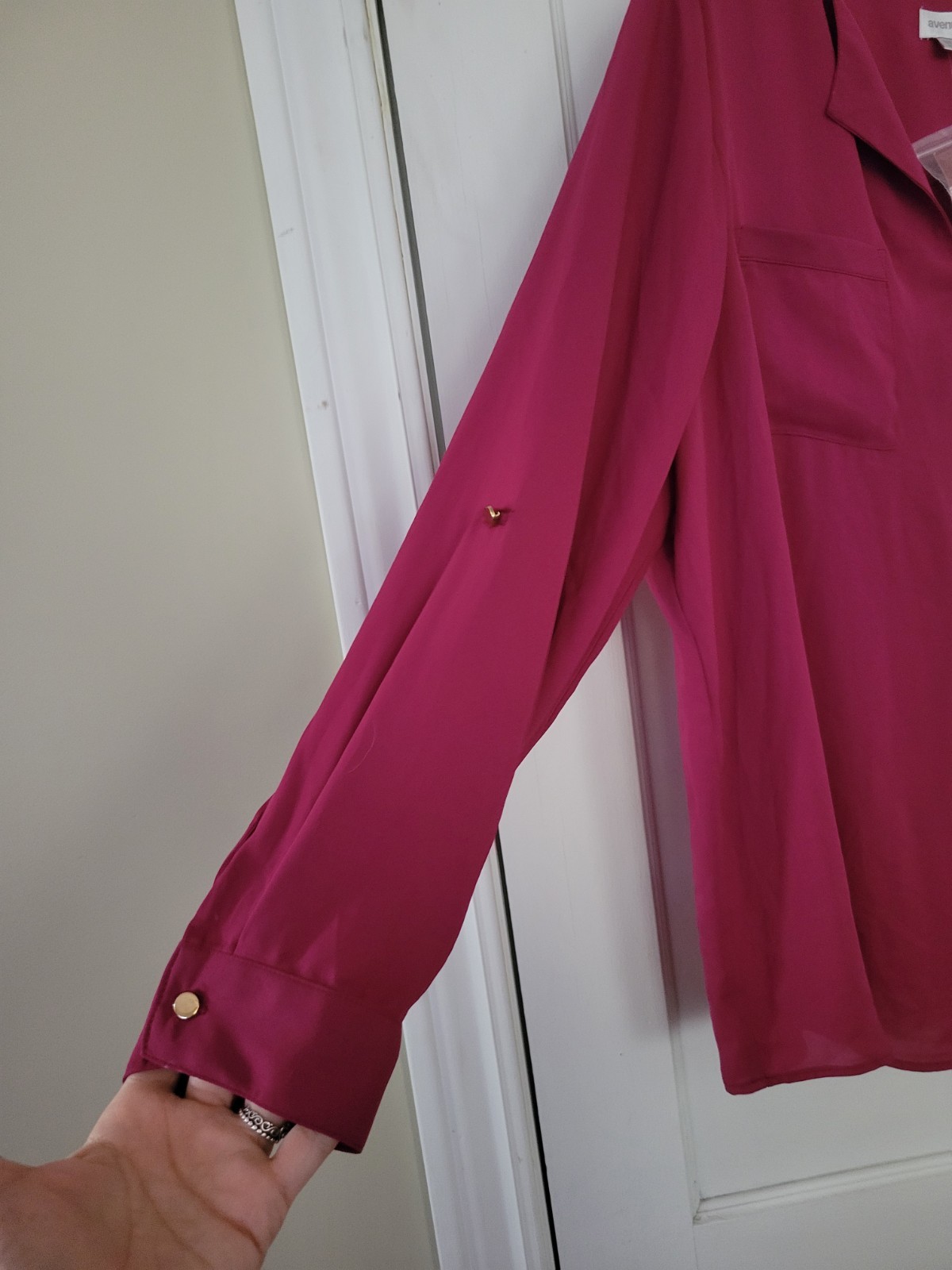 Avenue Blouse 22/24 Burgundy Plus Size 3/4 Zip Front Long Sleeve Top NWT