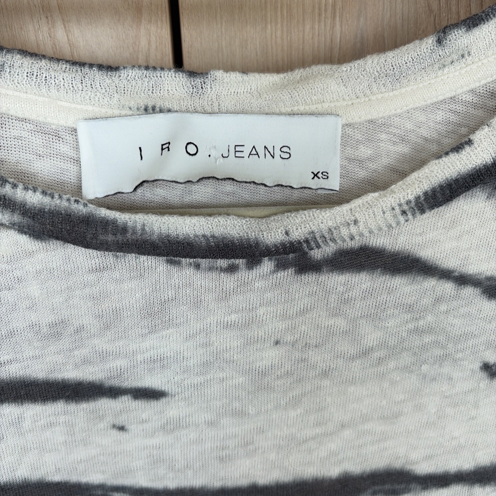 IRO Jeans Womens XS Tie Dye Linen Slub Knit Tee Gray Ivory Designer Top