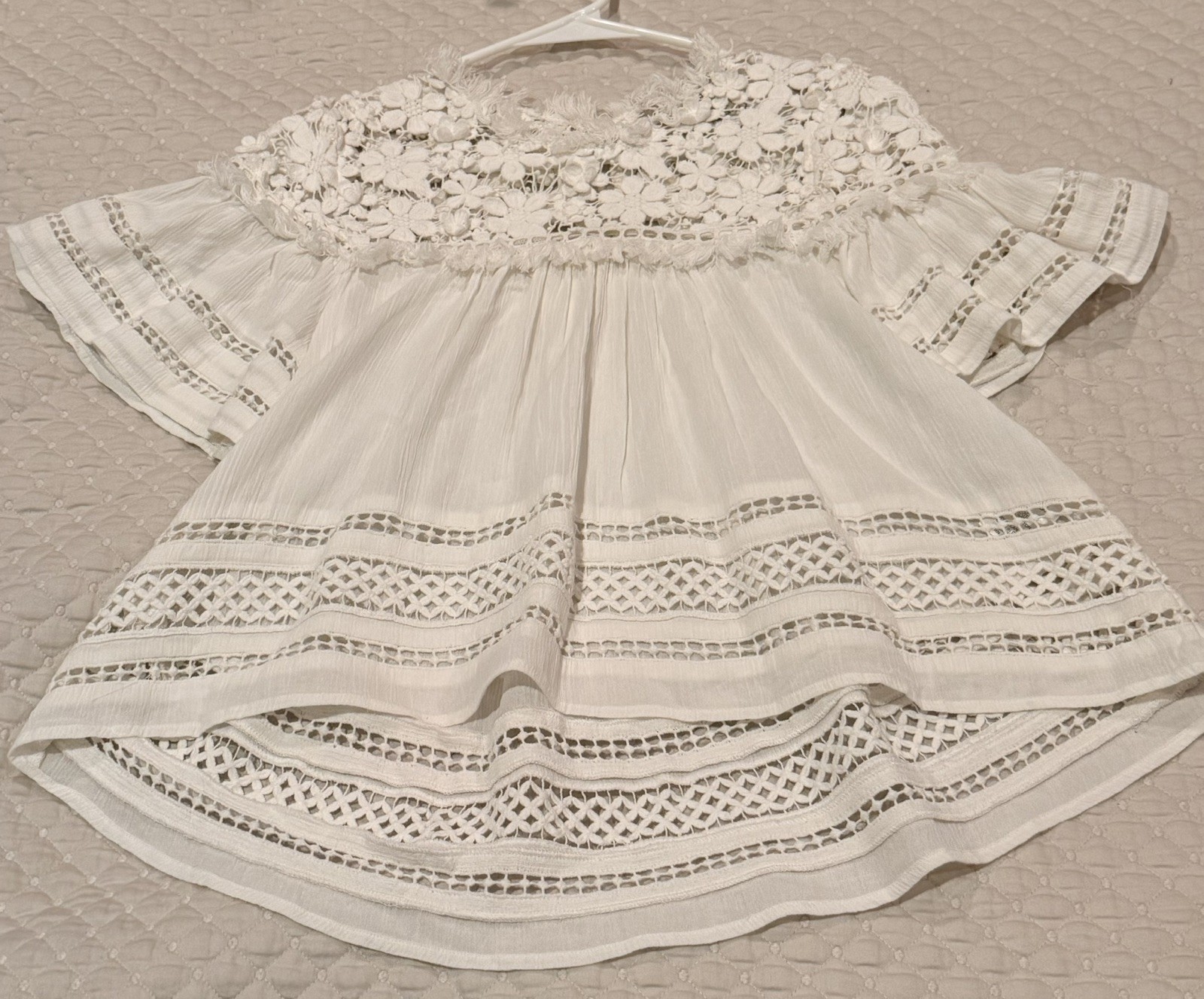 SEA NEW YORK Figgy Floral Appliqué Lace Trim Gauze Blouse Size 0