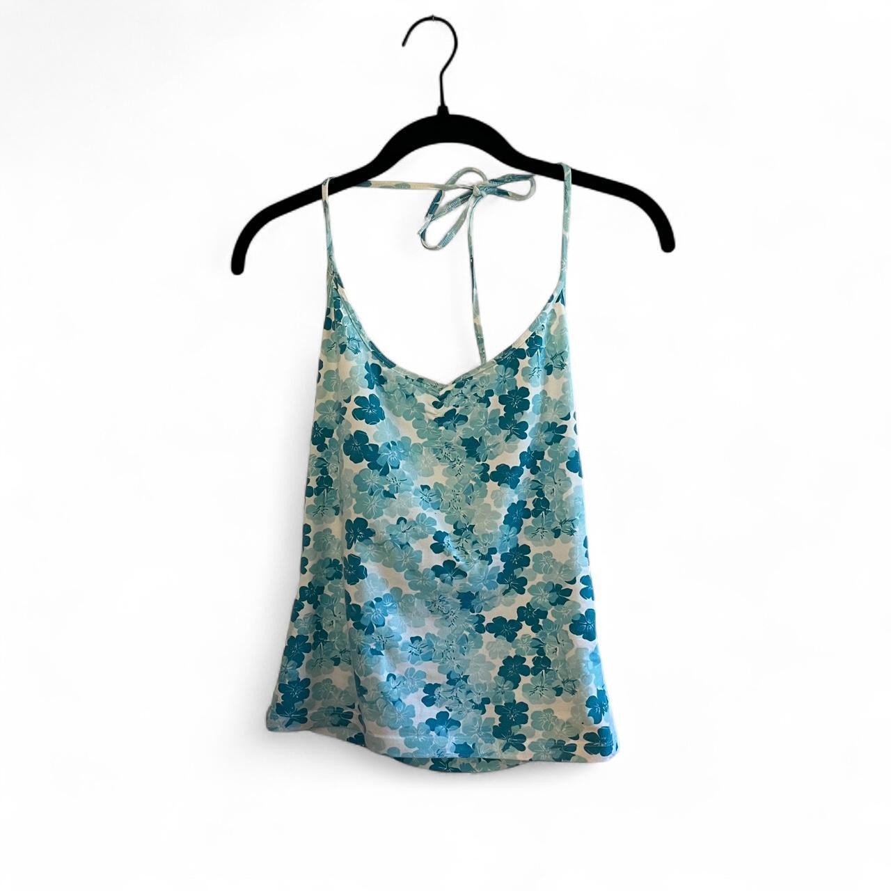 Blind Date Vintage Y2K Blue Floral Halter Vacation Boho Preppy Tank Size 34/XS-S