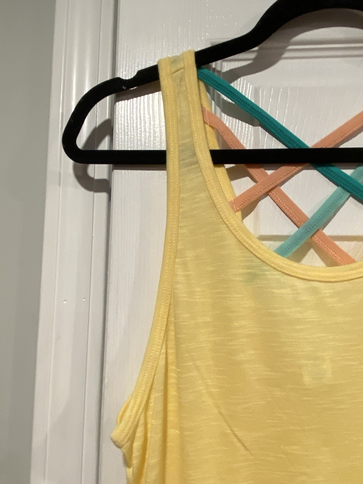 NWT Marika Size M Yellow Criss Cross Open Back Strap Scoop Neck Tank Top