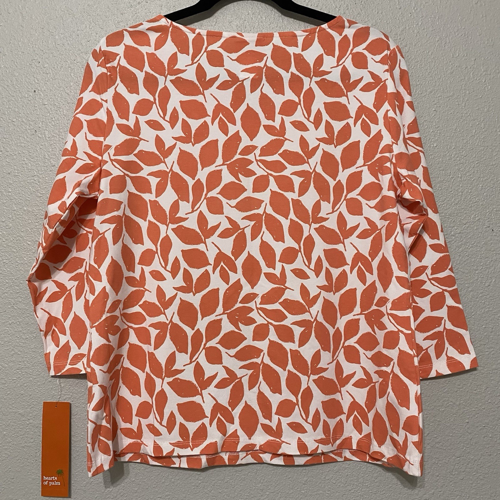 Hearts Of Palm Blouse Medium Coral Leaf Essential Top Casual Travel Beach