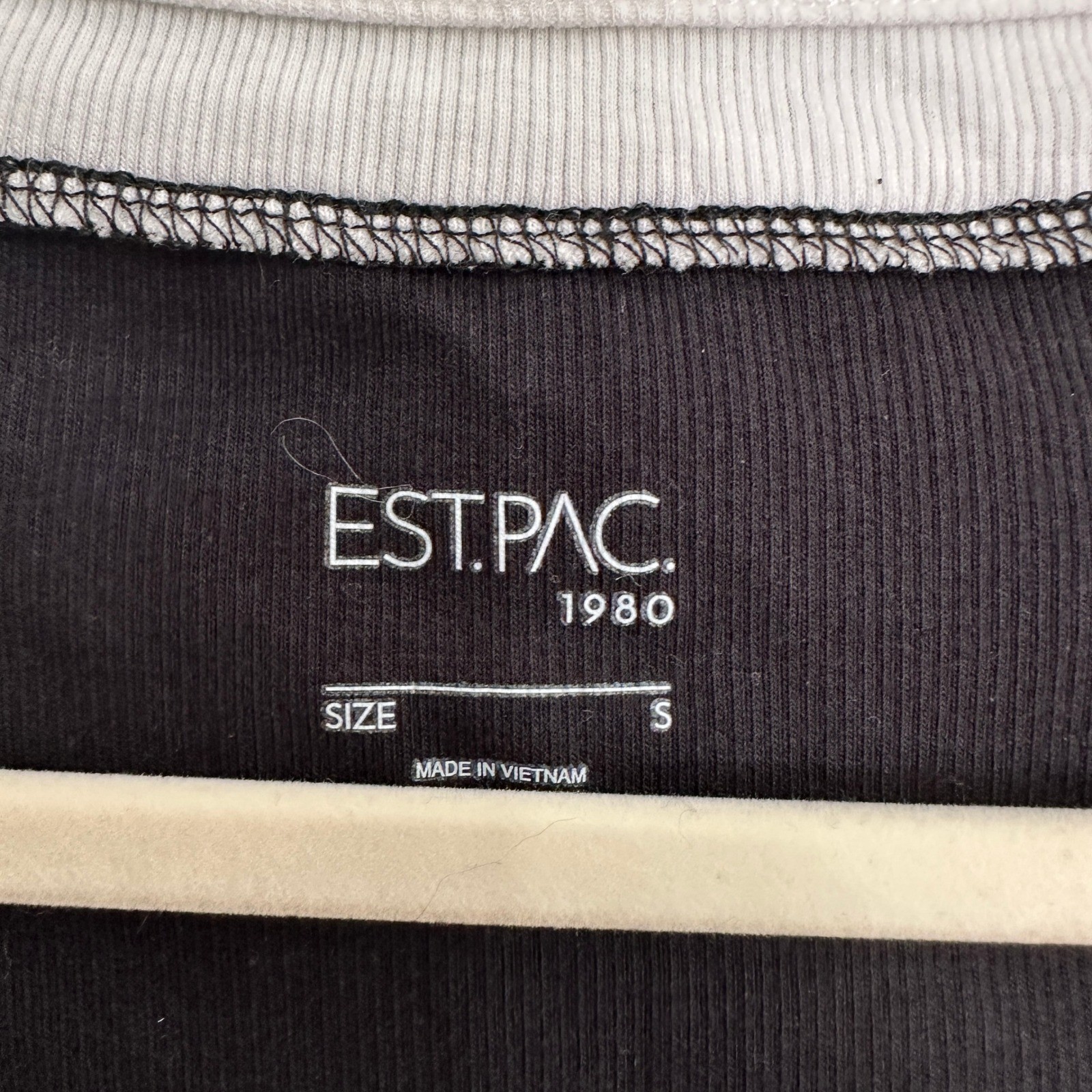EST.PAC. 1980 Ribbed Layered Top Womens Small Black White 90s Preppy Long Sleeve