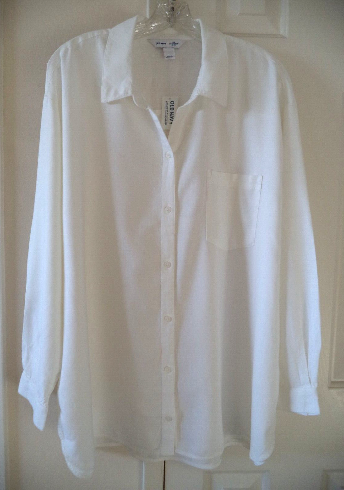 Must! Old Navy White Linen Blend Oversized Buttondown Shirt 3XL 4X 24 26 28 3X
