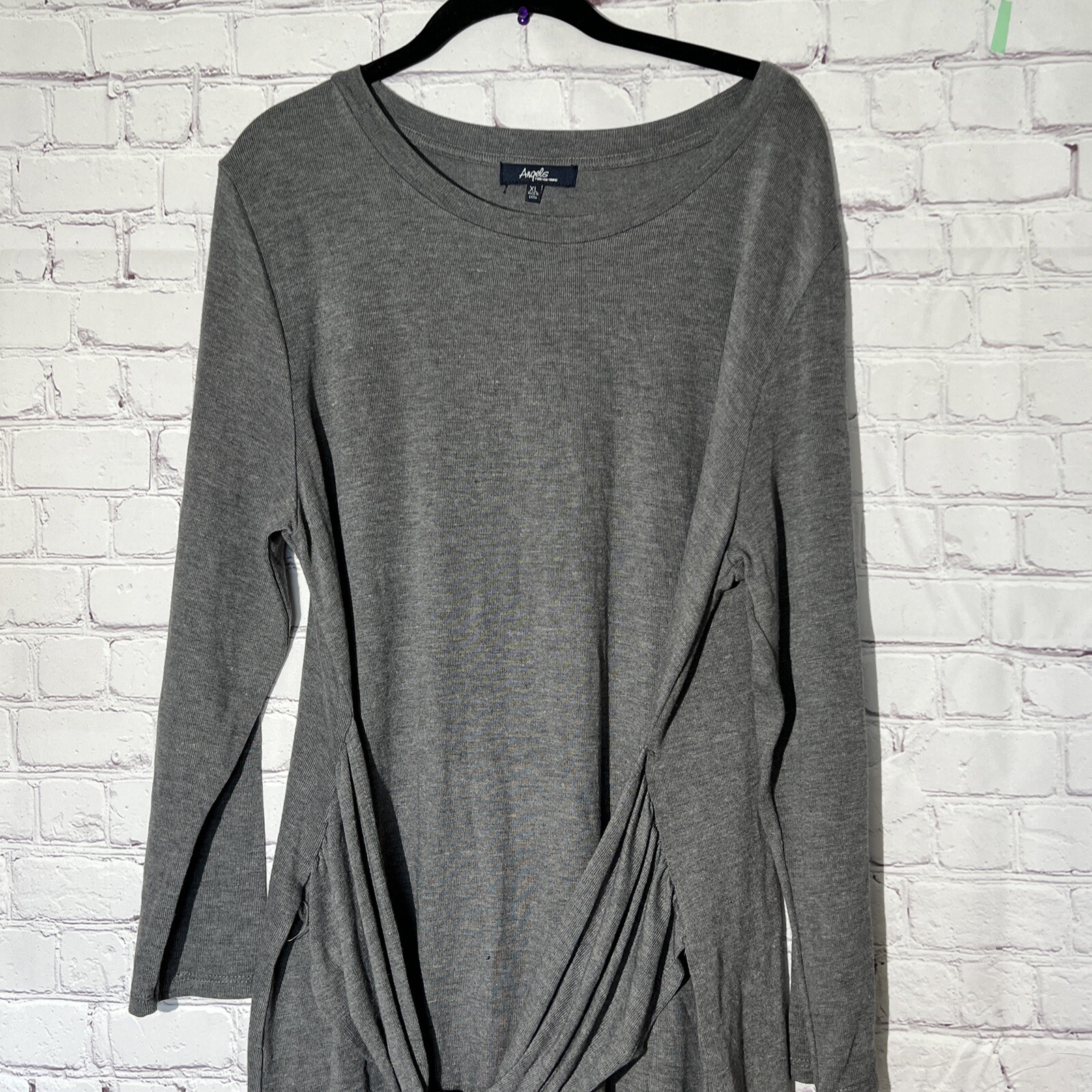 Angels Forever Young Shirt Charcoal Gray Heather Long Sleeve Womens Shirt Xlarge
