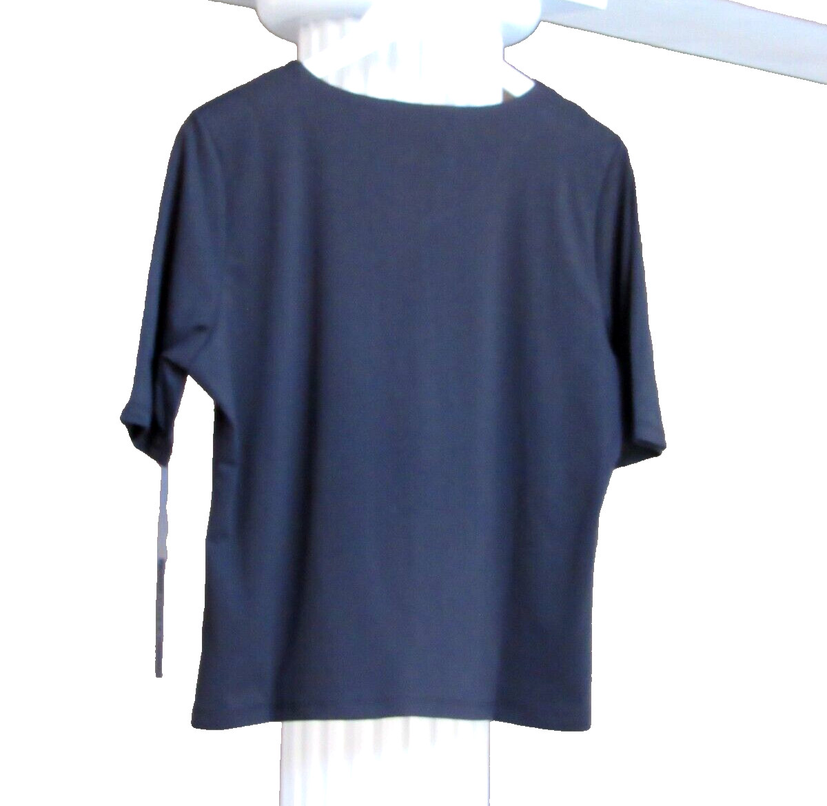 TAHARI Black Round Neck ELBOW SLEEVE Lined Tee Shirt Top Size XL NWT