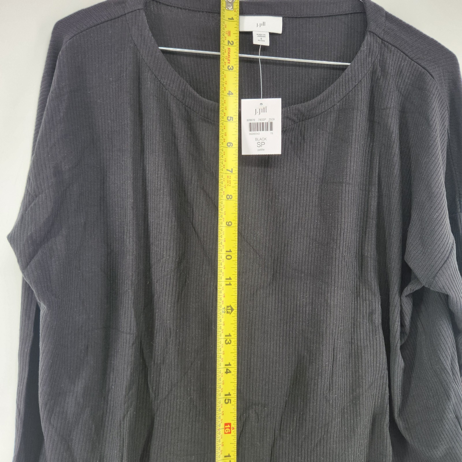 NWT J. Jill PureJill Small Petite Black Round Neck Long Sleeve Ribbed Shirt NWT