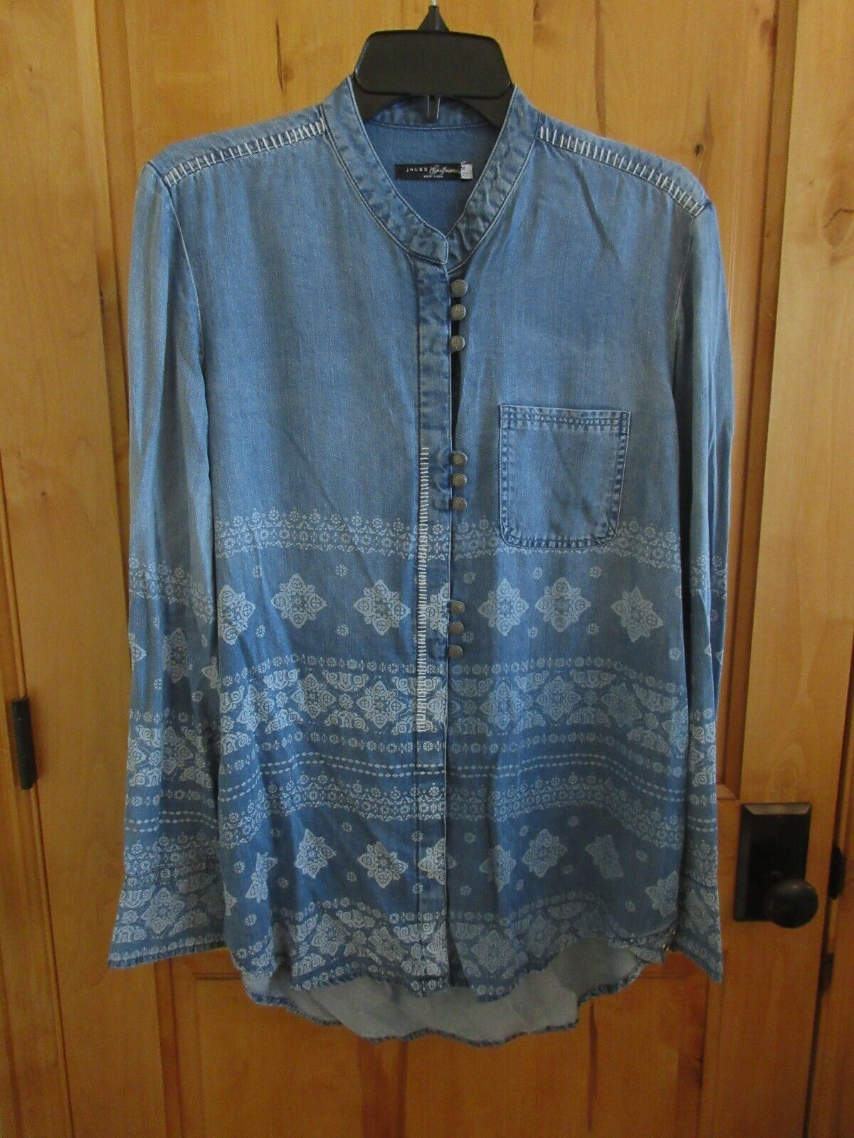 JACHS GIRLFRIEND SIZE M TUNIC BLUE LYOCELL UNIQUE DESIGN ORNATE METAL BUTTONS